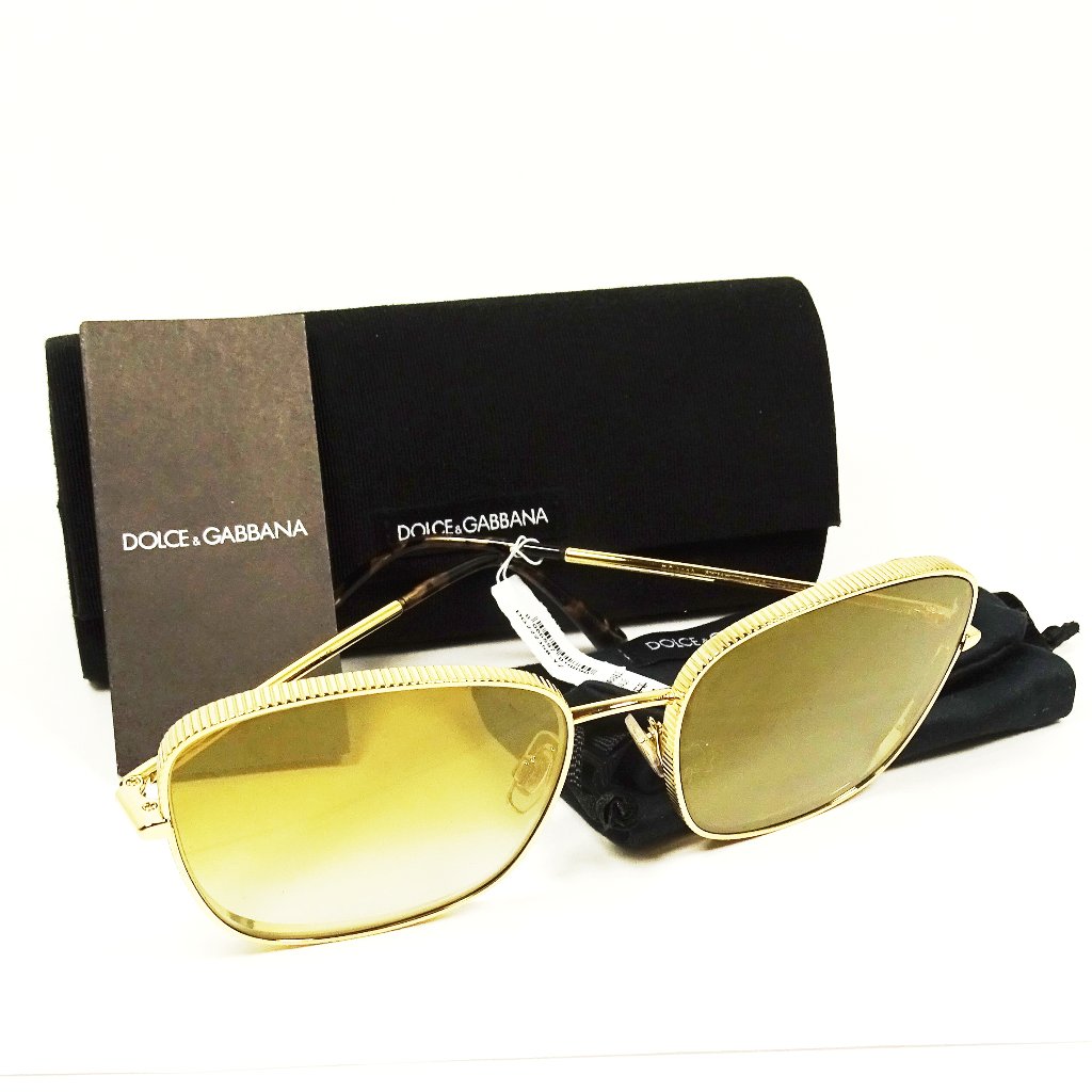 Dolce & Gabbana Dg 2223 02/6e Gold Frame Brown Mirror Gold Lens Sunglasses